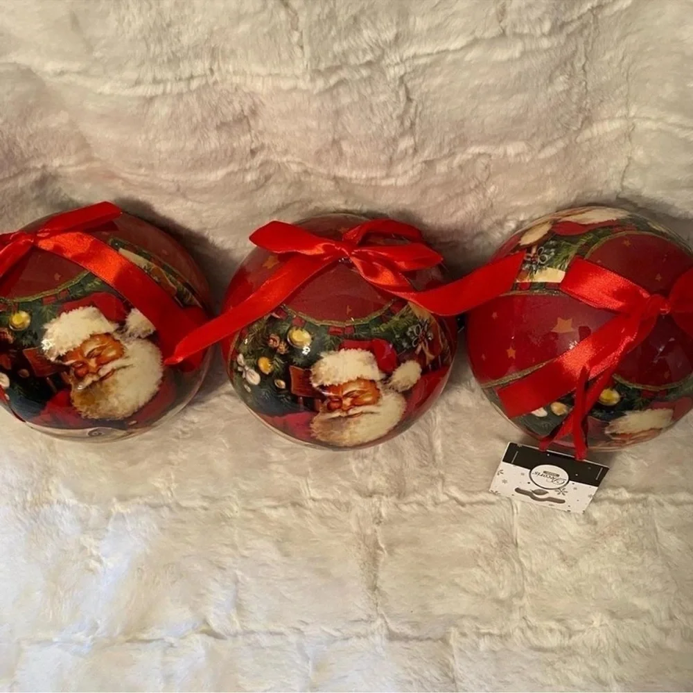 Decoris Christmas Ornament Red Spheres Set of Three Vintage Christmas Decor NWT